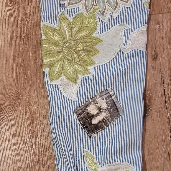 Custom Patchwork Striped Stage Coach Jean By ThreadsReclaimed SZ:30 Women SZ:8/9